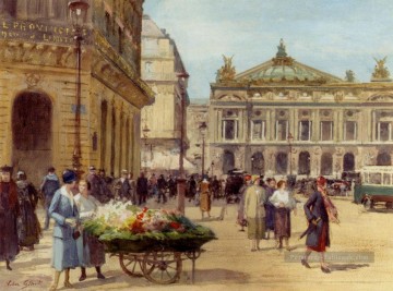Le vendeur Fleur Place Place De L Opéra Paris genre Victor Gabriel Gilbert Peinture à l'huile